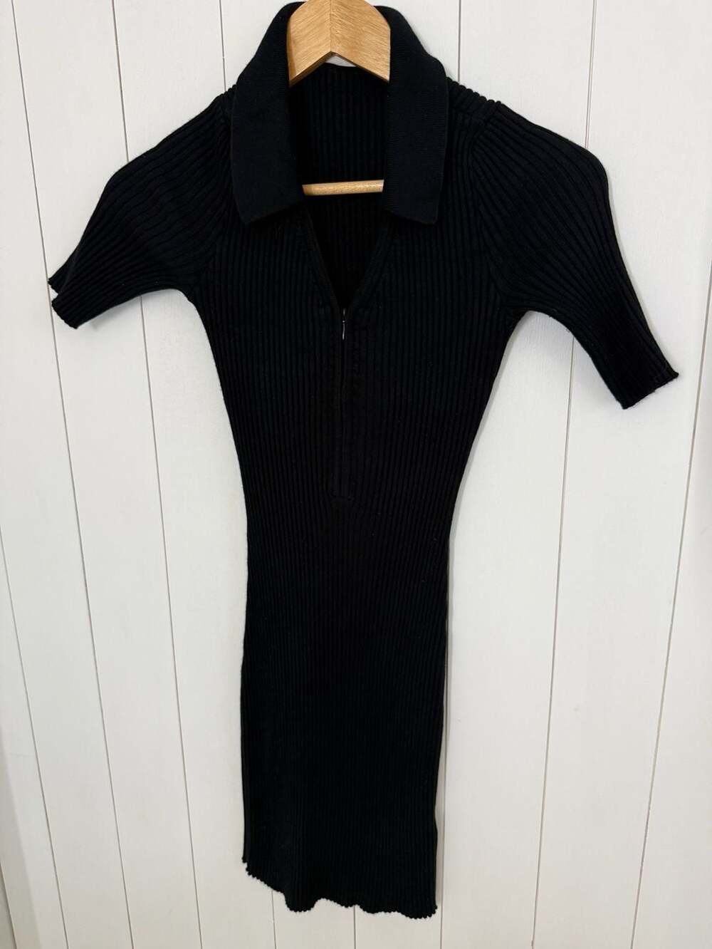 Abercrombie & Fitch Midi Dress Size SP Black Ribbed Polo
